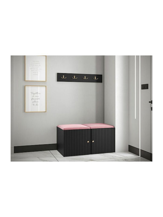 Hartford 384 Eingangsmöbel mit Spiegel & Garderobe Τριανταφυλλί, Μαύρο 84x44x42cm
