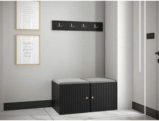 Hartford 384 Eingangsmöbel mit Spiegel & Garderobe Γκρι, Μαύρο 84x44x42cm