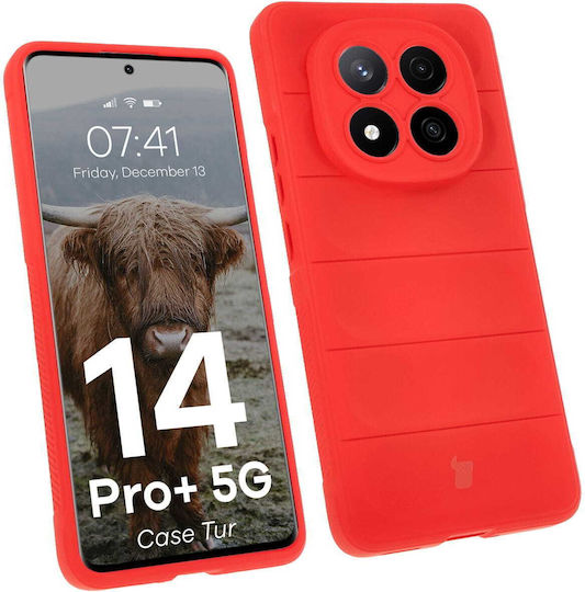 Bizon Back Cover Σιλικόνης / Tempered Glass 2mm Κόκκινο (Redmi Note 14 Pro+)