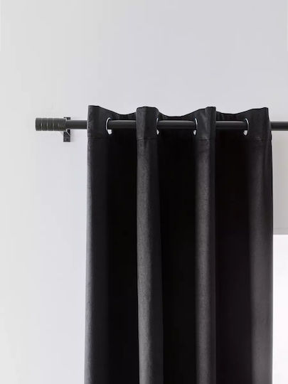 Cotton Market Κουρτίνα Συσκότισης με Τρουκς Μαύρη 140x270εκ.