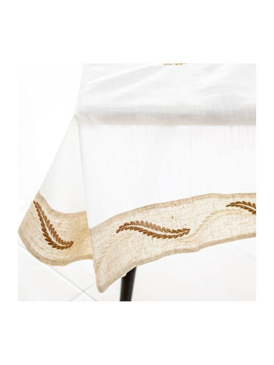 My Home Luxury Tablecloth Linen with Embroidery Linen 150x150cm