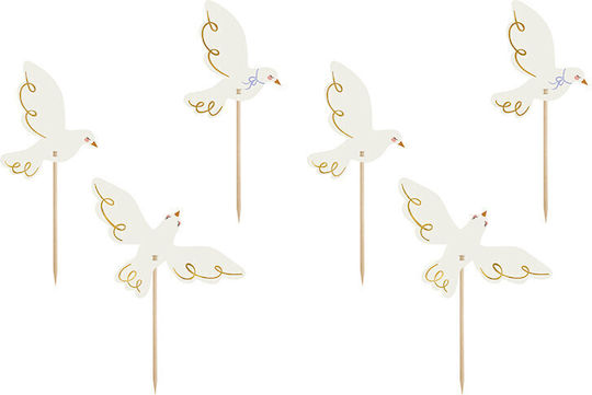 Cupcake Decorations Doves 14.5 Cm Mix 1 Pack 6 Pcs