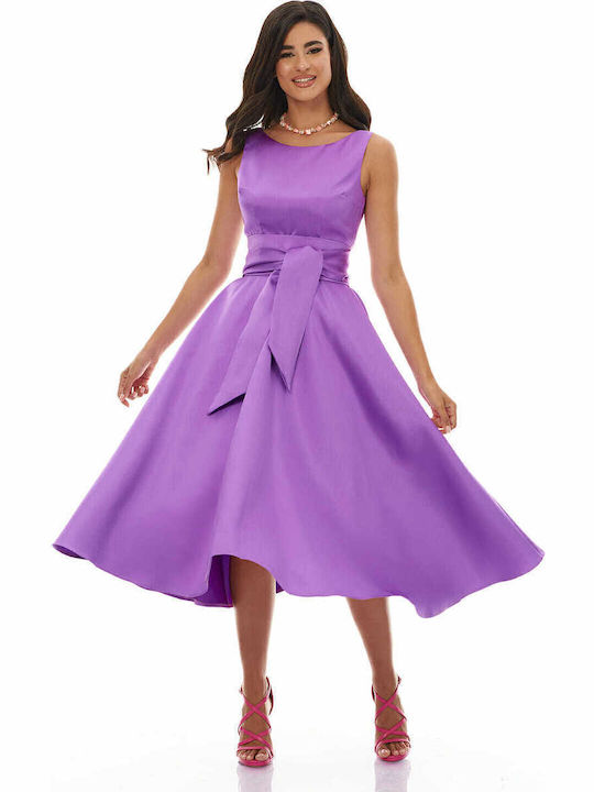 Anna Aktsali Collection Satin Dress for Wedding - Christening Purple