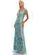 Summer Maxi Evening Dress Wrap Light Blue