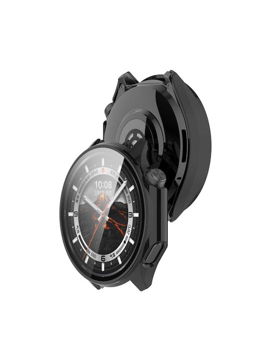 Husă Bizon + Sticlă Carcasă Ceas Sticlă OnePlus Watch 3 Oppo Watch X2 Neagră