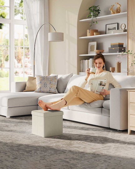 Hocker Für das Wohnzimmer Mit Stauraum Ecru 30x30x30cm Hocker Für das Wohnzimmer Mit Stauraum Ecru 30x30x30cm