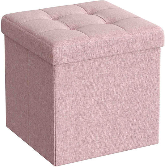 Taburet de Living cu Spațiu de Depozitare Tapițat cu Material Textil Roz 30x30x30 cm