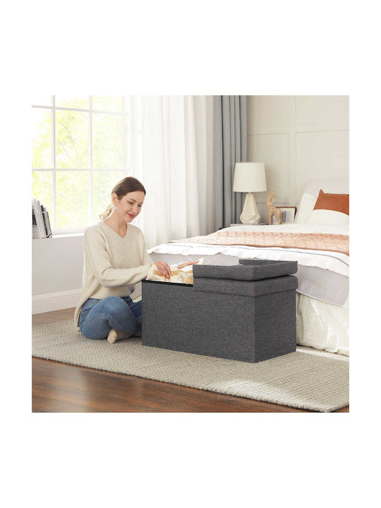 Stool For Living Room With Storage Space Wooden Gray 38x76x38cm