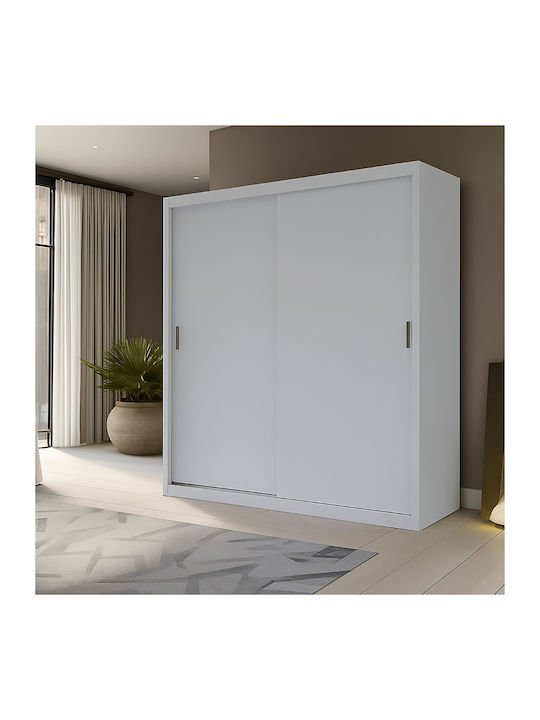 Ușă dublă Dulap de Haine Glisare Reflex Alb 180x60x215cm