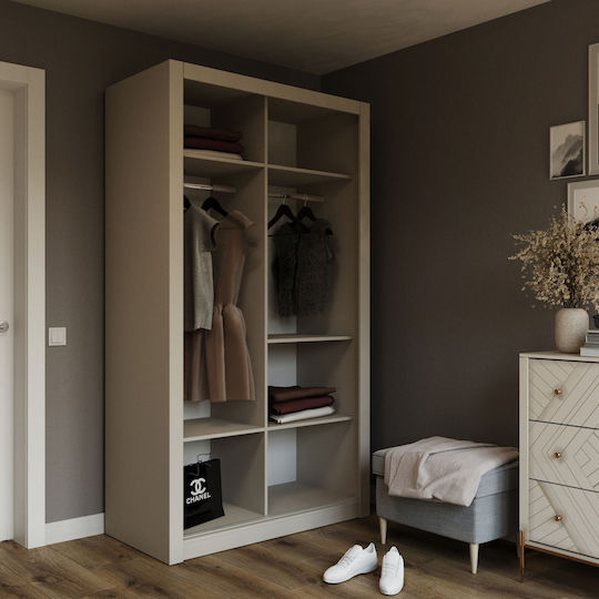 Linea Δίφυλλη Ντουλάπα με Καθρέπτη 120x60x215cm Cashmere Linea Δίφυλλη Ντουλάπα με Καθρέπτη 120x60x215cm Cashmere