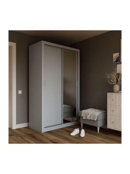 Linea Δίφυλλη Ντουλάπα με Καθρέπτη Γκρι 120x60x...