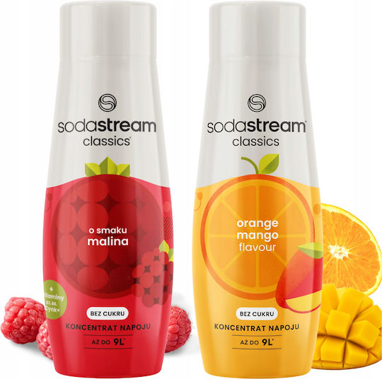 Sodastream Syrup Σόδα Raspberry με Ανθρακικό, Χωρίς Ζάχαρη σε Κουτί 2x250ml