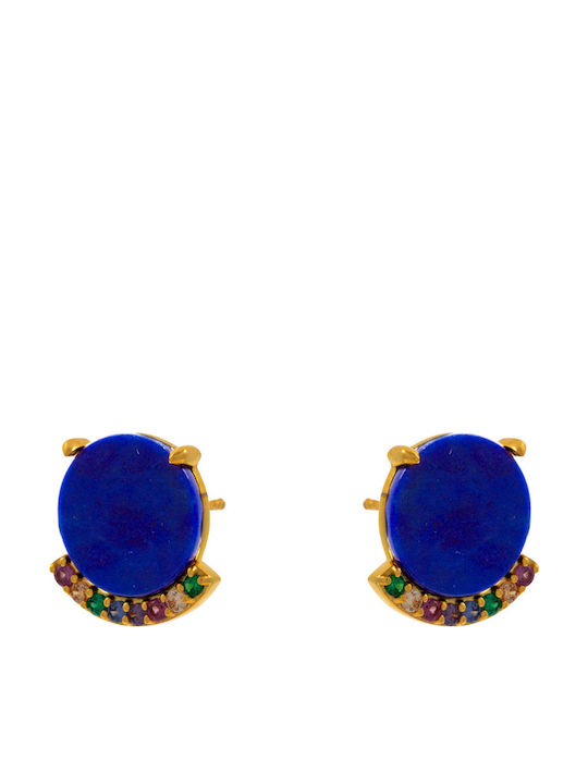 Bizoutaki Earrings made of Silver Gold Plated with Stones