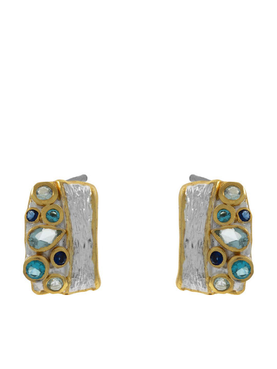 Bizoutaki Earrings made of Silver Gold Plated with Stones