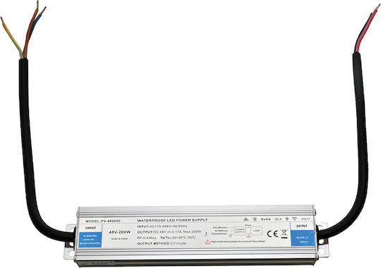 Viokef LED Power Supply Waterproof IP67 Power 200W with Output Voltage 48V