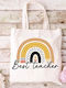Ecru Canvas Fabric Shopping Bag Design Teacher 08 Dimensions 38x40cm With Handles 38x70cm