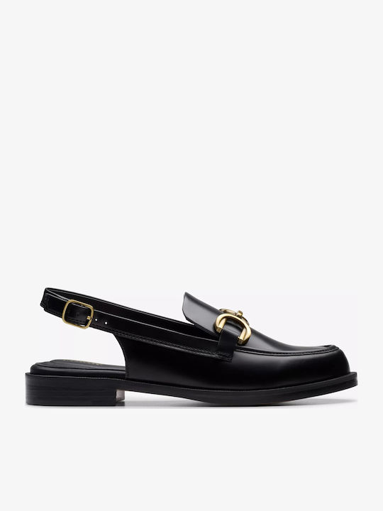 Straven Slingback Loafers Δερμάτινα Γυναικεία Loafers σε Μαύρο Χρώμα