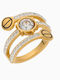 Senza Damen Ring mit Steinen aus Stahl Vergoldet