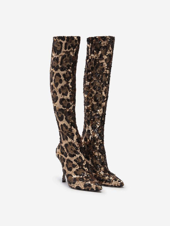 Dolce & Gabbana Leder Damenstiefel Braun
