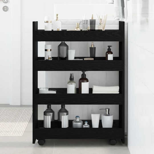 vidaXL Wooden Kitchen Trolley 4 Tiers Black 60x20x82cm