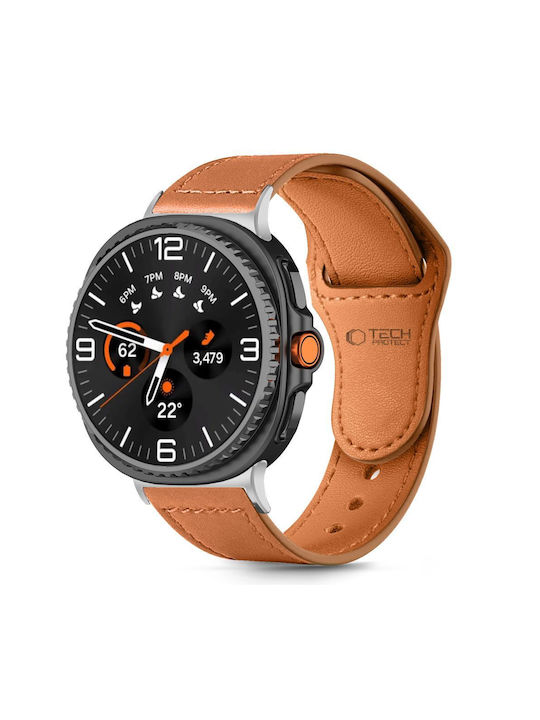 Tech-Protect LEATHERFIT Λουράκι Καφέ (SAMSUNG GALAXY WATCH 8 / CLASSIC)