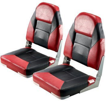 Vevor Boat Seat High Backrest Folding Boat Seat Sponge Cushion Black & Red