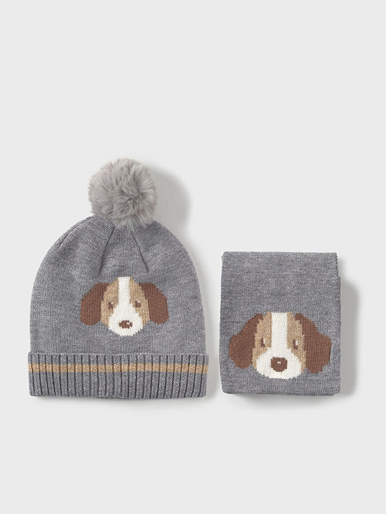Mayoral Kids Beanie Set with Scarf Knitted Gray