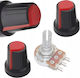 Rosfix 2x Potentiometer Knob 6mm Shaft Red 15x17mm