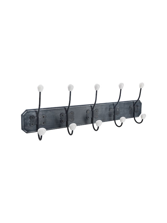 Pakketo Antique Wall Hanger Holden Wooden 10 Hooks Gray 19.5x21.8x9cm