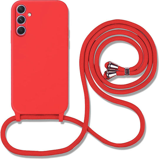 Orso Liquid Umschlag Rückseite Silikon mit Band Rot (Galaxy A16)