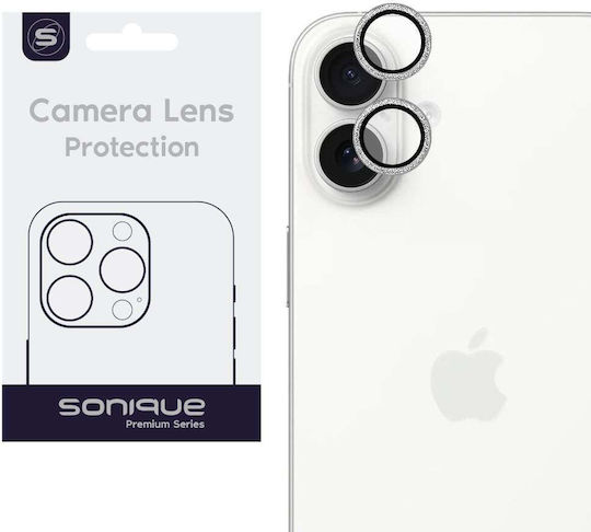 Sonique Glitter Lens Pro Camera Protection Tempered Glass Silver for the iPhone 16, iPhone 16 Plus