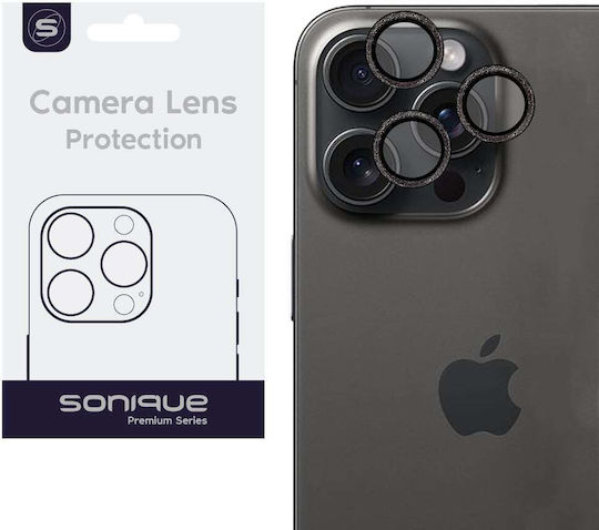 Sonique Glitter Lens Pro Camera Protection Tempered Glass Black for the iPhone 15 Pro, iPhone 15 Pro Max