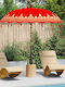 Round Wooden Red Garden & Terrace Parasol F2.5xY2.5m