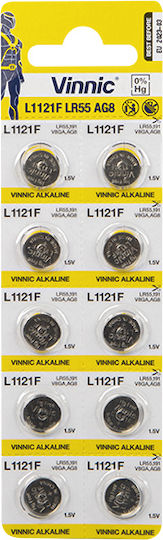 Vinnic Alkaline Watch Batteries LR55 / SR1120W 1.5V 10pcs