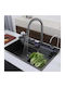 Naron Επικαθήμενος Νεροχύτης Inox Brushed με Μπαταρία Μ75xΠ46cm Γκρι