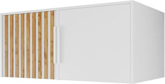 Enolevo 103 Wandmontierter Wohnzimmer Schrank aus Spanplatte Eiche Weiß 100x58x45cm