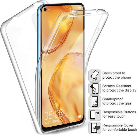 360° Handyhülle Huawei P40 Lite E Vorder- und Rückseite 2-in-1 Vollkörper Silikon Gel Laminierte Rückseite Weich Klare Transparente Lambda