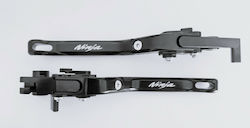 Kawasaki Set of Motorcycle Brake/Clutch Levers Flexible Adjustable for Kawasaki Ninja 400 Black NINJA425