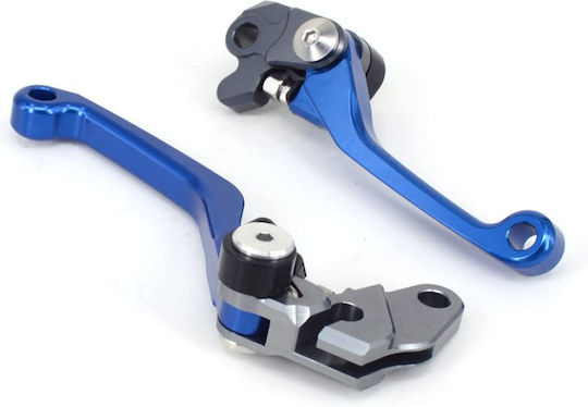 Innovaciones MS Set of Motorcycle Brake/Clutch Levers Flexible Adjustable for Yamaha YZ250F Blue L61M-R65M