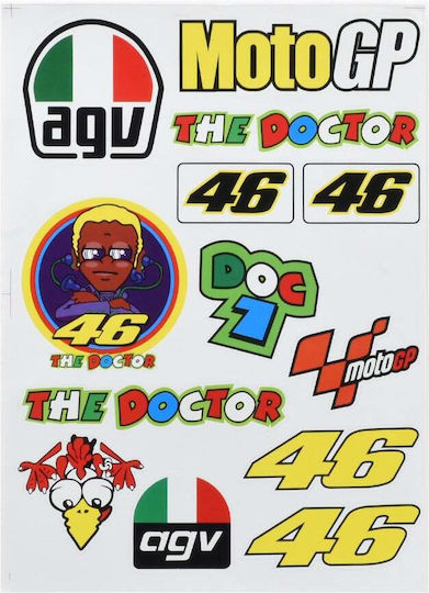 Waterproof Stickers Card Agv Doctor 46 Motogp 20x30cm 13 Pieces