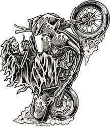 Down-n-out Wheely Reaper Sticker White Black