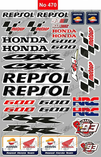 Αυτοκόλλητη Καρτέλα 33 Αυτοκόλλητα Honda Cbr Κωδ.470