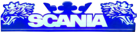 3d Decorative Cabin Sign Blue Led 24v Scania 500mm110mm 6mm Cable 15m Plug Lighter Socket