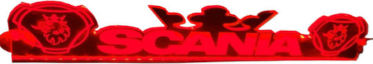 3D Decorative Cabin Sign Red Led 12v24v Scania 500mm 110mm Cable 15m Plug Lighter Socket