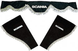 Set of 3 Black Curtains Scania