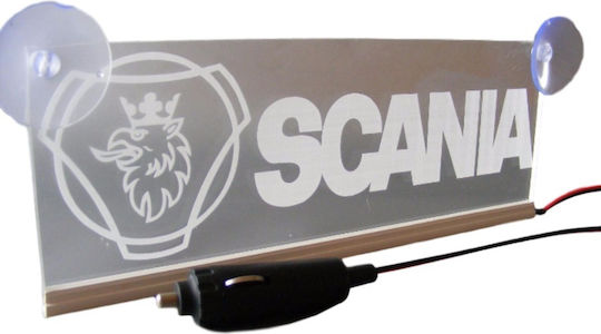 Decorative Laser Engraved Red Led 24v Cabin Sign Scania 250mm90mm6mm Cable 15m Plug Lighter Socket