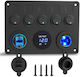 Ip65 Waterproof 12v/24v Toggle Switch Panel Dual Usb Charger Port 4.2a + Lighter Socket + Digital Voltmeter Display