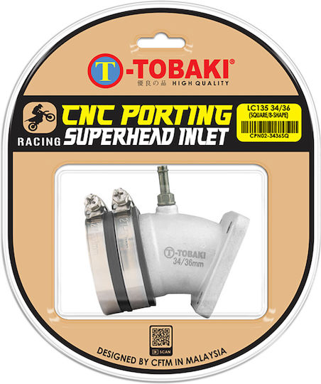 Carburetor Induction Joint Superhrad 34/36mm Square Octagonal 4 Screws Yamaha Crypton X 135 Tobaki