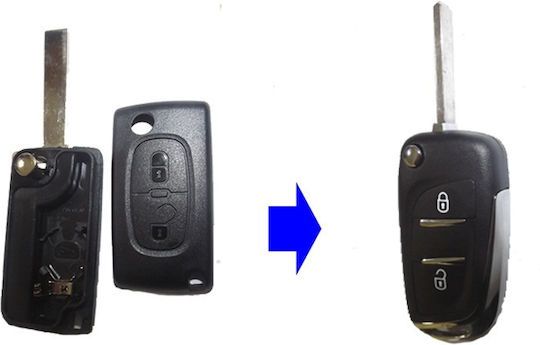 Foldable Car Key Shell with Blade with 2 Buttons Remote control