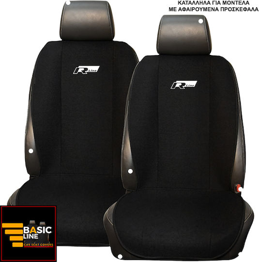 Front Car Covers 2pcs Towel Black / Gray